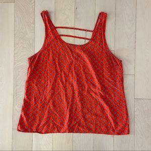 Red and Blue Cage Back Tank Top